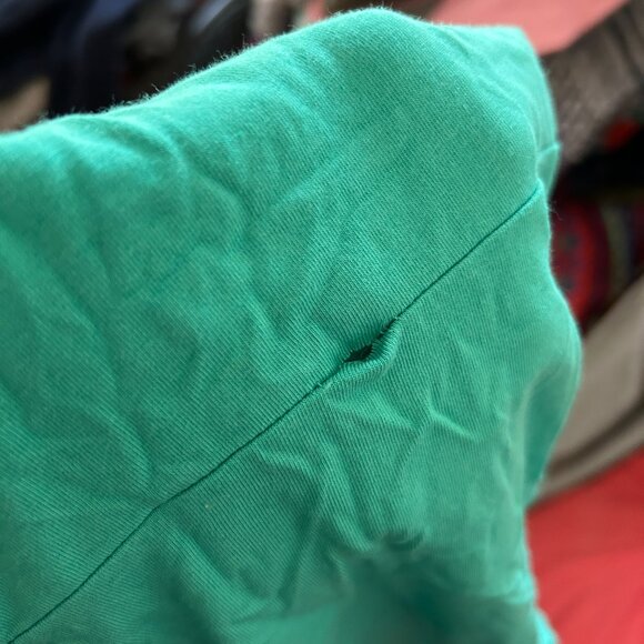 IsaacMizrahiLive Top Womens Large Blue Teal Scoop Neck Short Sleeve FLAW - Picture 5 of 5